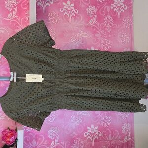 Chic Olive Eyelet Mini Dress